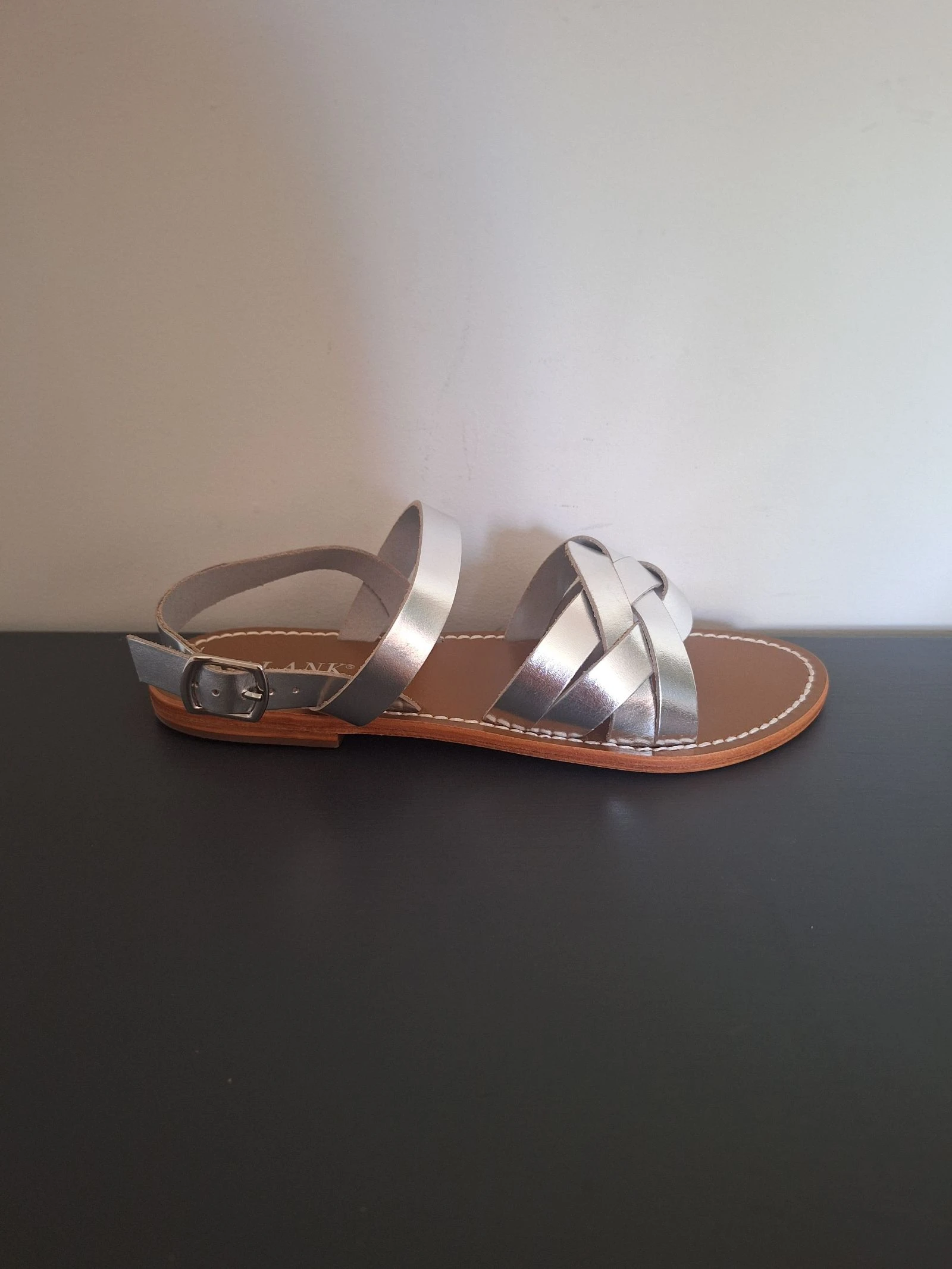 Calank zilverkleurige bruine leren sandalen maat 38 – photo 4
